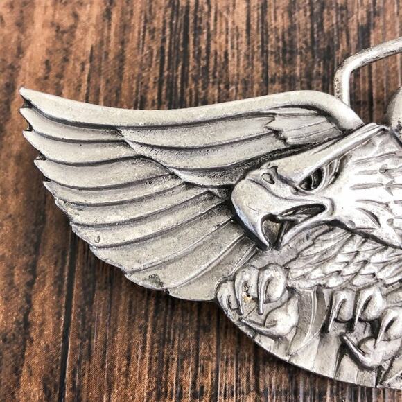 VTG Belt Buckle Flying Eagle Western Rugged Rustic USA 1980 Indiana Metal Craft - Picture 3 of 11
